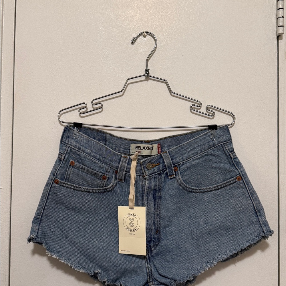 Levi's Relaxed Blue Denim Frayed Hem Shorts
